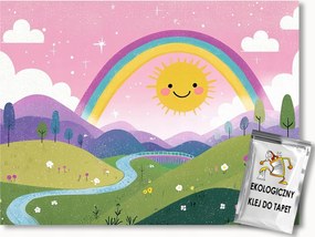 Fotótapéta Flizelina Gyerekek Tájkép Nap Szivárvány Hegyek Folyó 416x254 ragasztó