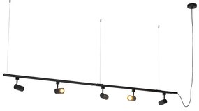 Modern függesztett sínrendszer 5 spotlámpával fekete 1 fázisú - Iconic Jeana