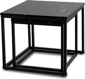 Dohányzóasztal szett fekete márvány hatású felülettel JUNO