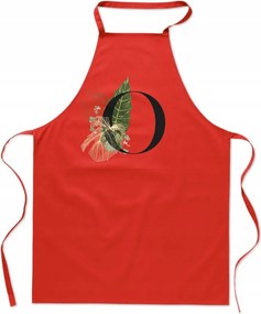 Konyhai Kötény piros O Betűvel Monogram Ola Olívia Olga FA_372_c