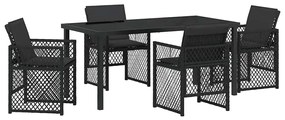 vidaXL Kert étkező szett 5 pcs Fekete polirattan