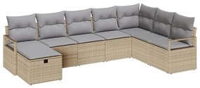 vidaXL Kanapé Szett párnával 8 pcs Beige és Világosszürke polirattan