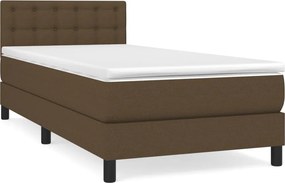 vidaXL sötétbarna szövet rugós ágy matraccal 90 x 200 cm