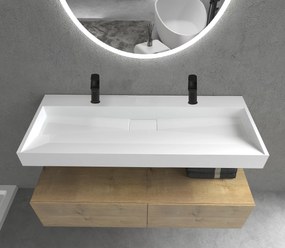 CERANO - Öntött márvány mosogató Vita - falra és munkalapra - 2 csap lyuk - matt fehér - 120x46 cm, CER-CER-8050BD6941