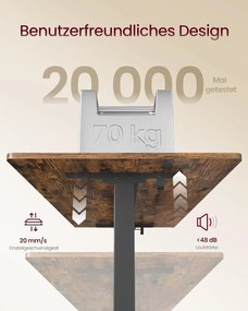 Magasságállítható íróasztal, 160 x 80 cm, vintage barna