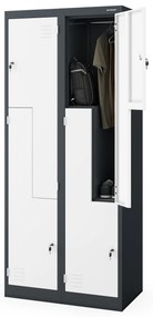 „L” típusú fémszekrény JULIA, 800 x 1850 x 450 mm, antracit-fehér