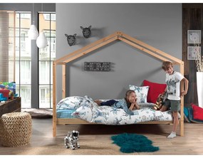 Natúr színű házikó alakú borovi fenyő gyerekágy 90x200 cm DALLAS – Vipack