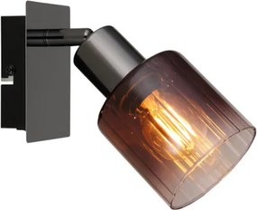 Globo 54313-1 Fali lámpa fém fekete-króm, réz színű/átlátszó színátmenetes üveg búra, billenőkapcsoló a terméken, SzxM: 80x160mm, Mélység: 160mm, 1x E14 40W 230V izzó nélkül