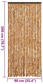 okkersárga és fehér zsenília rovarfüggöny 90 x 200 cm