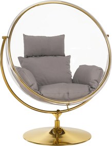 Függő fotel állvánnyal, átlátszó/arany/szürke, BUBBLE NEW TYP 2