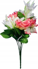 Csokor 12 virág rózsa és liliom világos rózsaszín-fehér