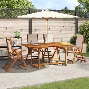 vidaXL 5 részes tömör akácfa és textilén kerti étkezőgarnitúra
