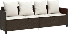 vidaXL barna polyrattan napozóágy párnával