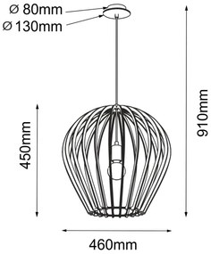 Amplex 5019 - BALA kábeles függeszték 1xE27/20W/230V fekete