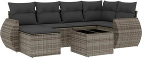 vidaXL 7 részes szürke polyrattan kerti ülőgarnitúra párnákkal