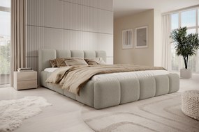 Tesia kárpitozott ágy 160x200 ágyneműtartóval - bézs bouclé Quelle 05