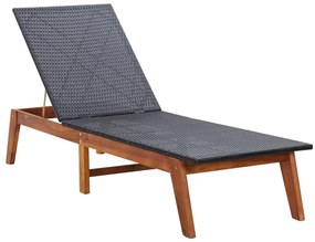 Polyrattan és tömör akácfa napozóágy
