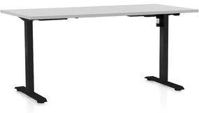 OfficeTech A állítható magasságú asztal, 160 x 80 cm, fekete alap, világosszürke