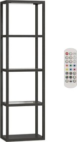 Állólámpa RGB üvegpolcokkal, 4-szintes LED állólámpa távirányítóval, fekete