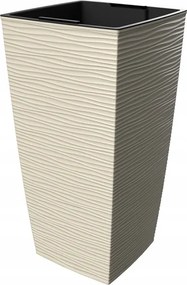 Kis virágtartó betéttel Aurora Bézs, vízszintesen bordázott 23x23cm, magasság 46cm