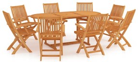 vidaXL 9 részes tömör tíkfa kerti étkezőgarnitúra