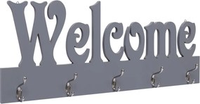 vidaXL szürke "WELCOME" feliratú fali fogas 74 x 29,5 cm