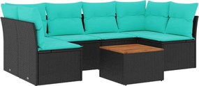 vidaXL 7 részes fekete polyrattan kerti ülőgarnitúra párnákkal