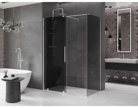 Mexen Velar, zuhanykabin tolóajtóval 140 x 75 cm, 8mm szürke üveg, króm, 871-140-075-41-01