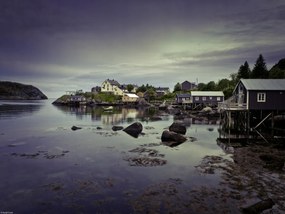 Poszter 40x30cm Norvég fjord partvonal, Assaf Frank