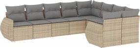 vidaXL 9 részes bézs polyrattan kerti ülőgarnitúra párnákkal