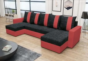 ANGELIKA kényelmes U-alakú ülőgarnitúra, fekete + piros