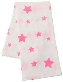 Pamut tetra pelenka New Baby Softy nyomtatott mintával  70 x 70 cm 4 db fehér-rózsaszín