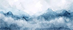 Kép - Felhők és hullámok, akvarell (120x50 cm)
