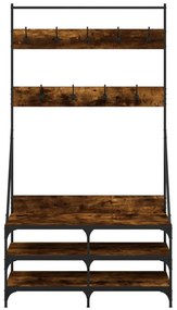 vidaXL füstös tölgy színű ruhafogas cipőpolccal 100x40x184 cm