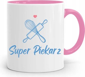 Rózsaszín Bögre Péknek Szuper Pék Ajándék fényképes nyomtatással