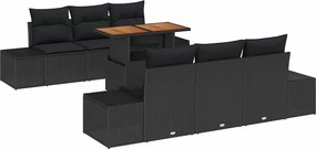vidaXL Kert étkező szett párnával 7 pcs Fekete és Barna