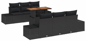 vidaXL Kert étkező szett párnával 7 pcs Fekete és Barna