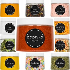 Fűszertartó Tégely Ömlesztett Termékek 200ml Öntapadós Címkék x12db