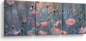 Kép - Virágok pasztell színekben (órával) (90x30 cm)