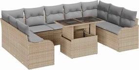vidaXL Kerti Kanapé Szett párnával 10 pcs Bézs Poli rattan