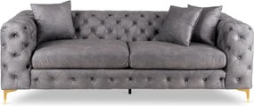 Sofa SORRENTO 3S Trzyosobowa Szara Welurowa