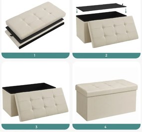 Taburett tárolóhellyel OTTOMAN 76x38 cm, krém