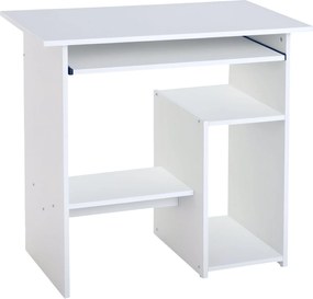 HOMCOM Térkihasználó Íróasztal Otthonra és Irodába, Modern Számítógép Asztal, CPU Tartó, Fa Billentyűzet Polc, 80x45x75cm, Fehér | Aosom