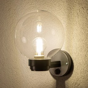 BRILAGI - Kültéri fali lámpa érzékelővel HARBOR 1xE27/40W/230V IP33 fekete/átlátszó