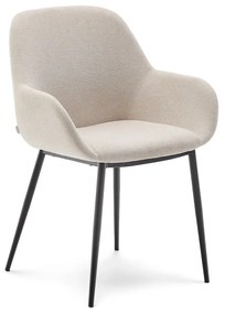 Krémszínű kárpitozott étkezőfotel Konna – Kave Home