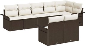 vidaXL Kerti Kanapé Szett párnával 8 pcs Barna polirattan