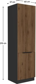 Magas szekrény, okapi dió/fekete, MENZO 60 DK-210 2F