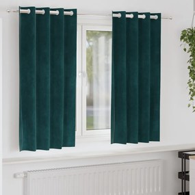 Függönyök függönyökkel 2 pcs Sötétzöld 140 x 175 cm Bársony
