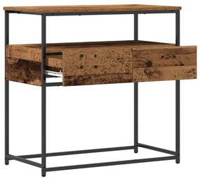 Konzol Asztal Régi Fa 75x40x75 cm Mérnöki Fa és Acél
