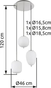 GLOBO 15345-3NO BLACKY Többágú Függesztett Lámpa IP20